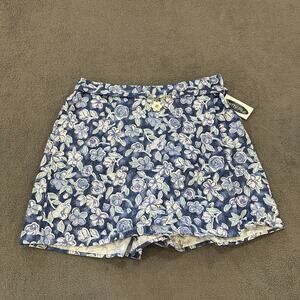 VTG Amy Byer California Blue Floral Wrap A-line Mini Skort Women's Size 18.5